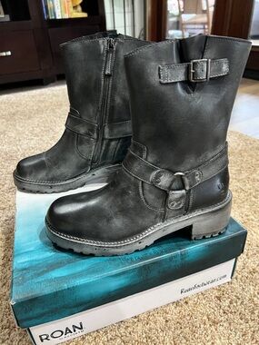 Bed Stu Black Leather Moto Harness Boots